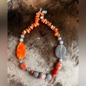 Agate Stone Necklace Dzi Beads Himalayan Indo Tibetan Old Beads necklace